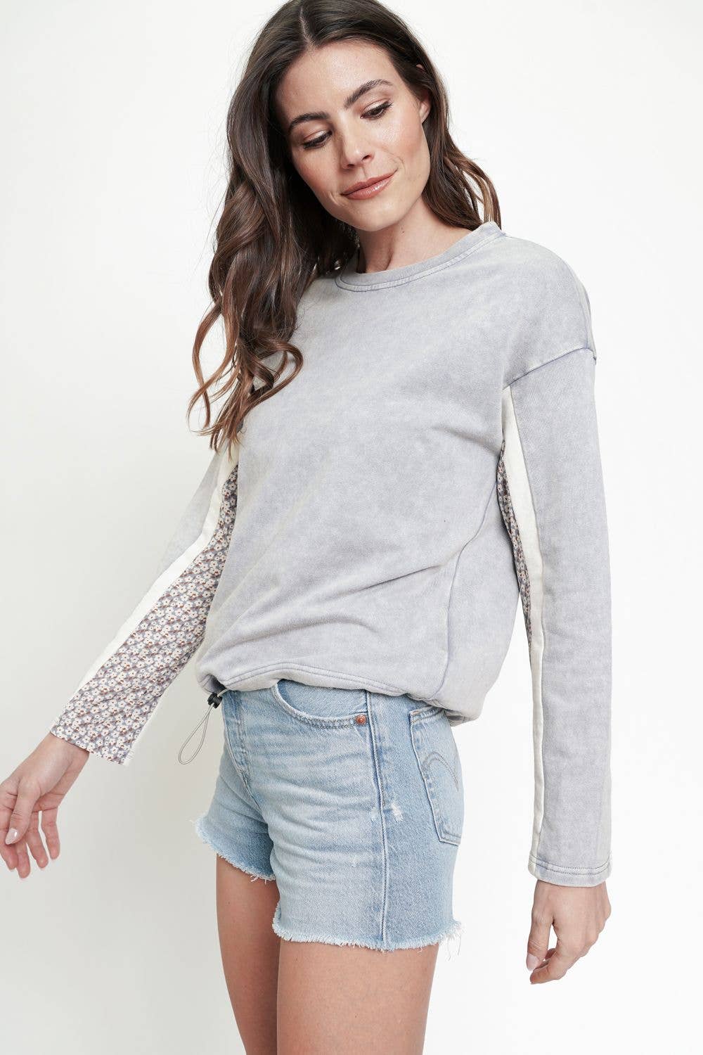 Heather Grey Mix Media Top