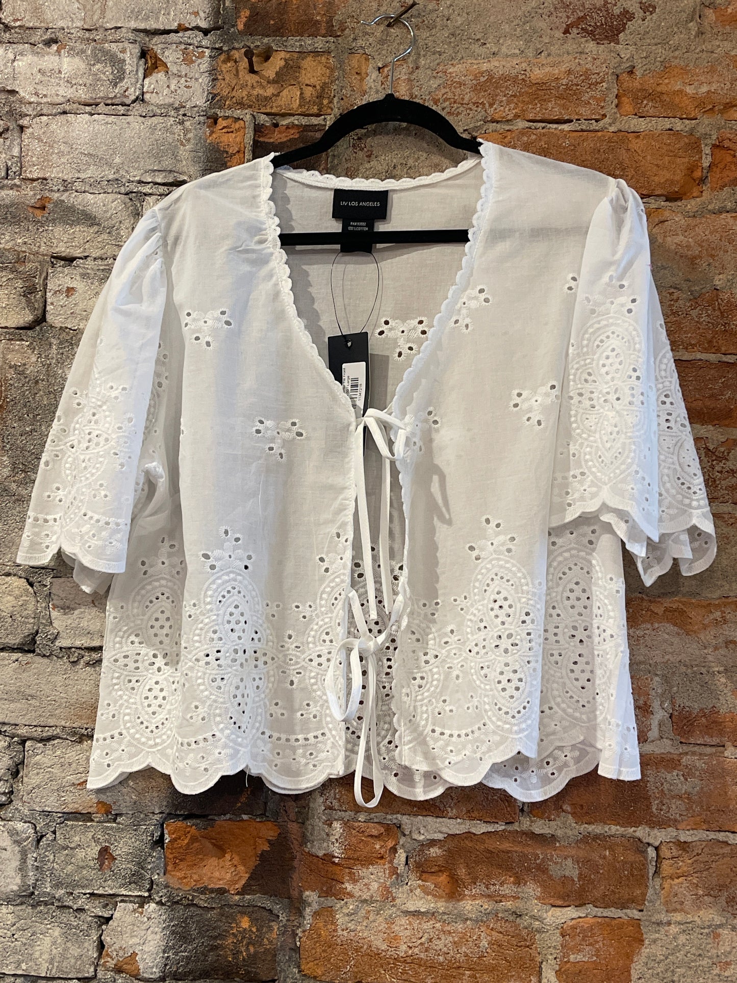 Eyelet Embroidered Tie Front