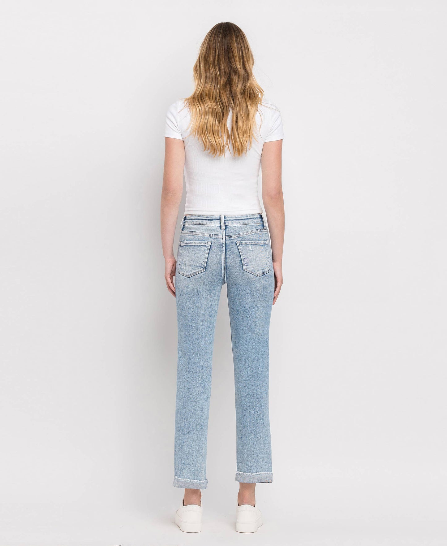 Tummy Control High Rise Cuff Straight Leg