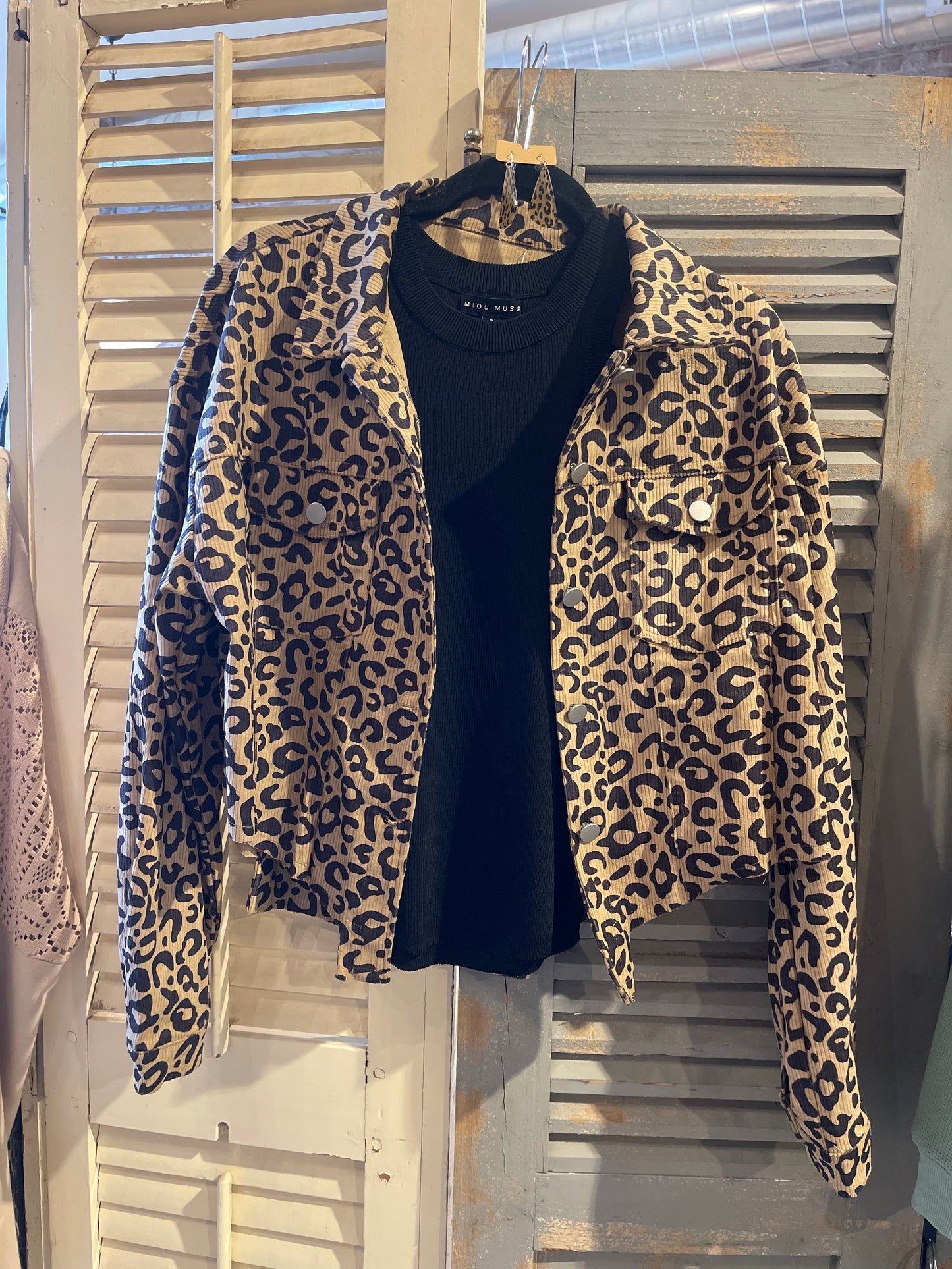 Leopard Print Corduroy Jacket