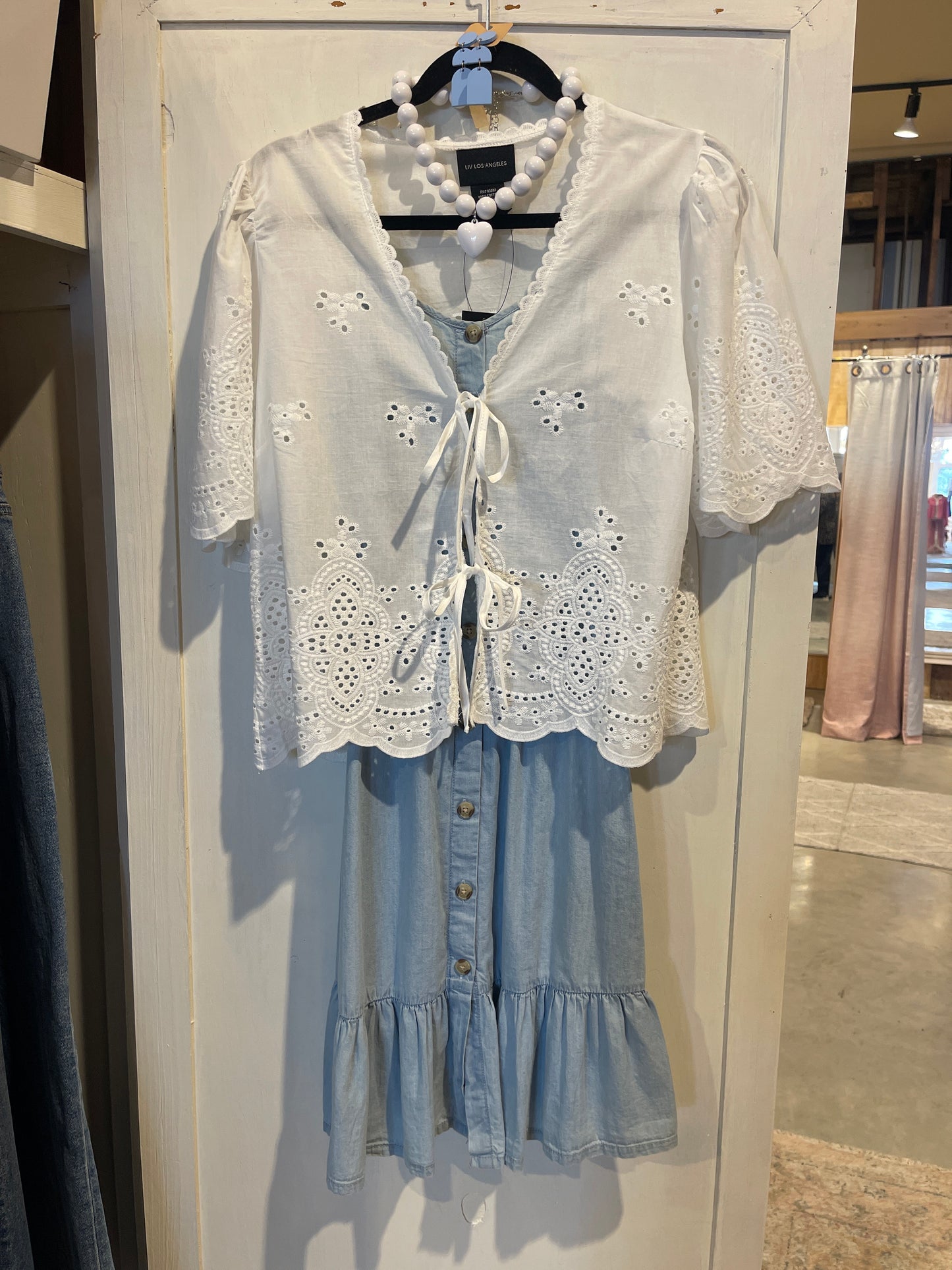 Eyelet Embroidered Tie Front