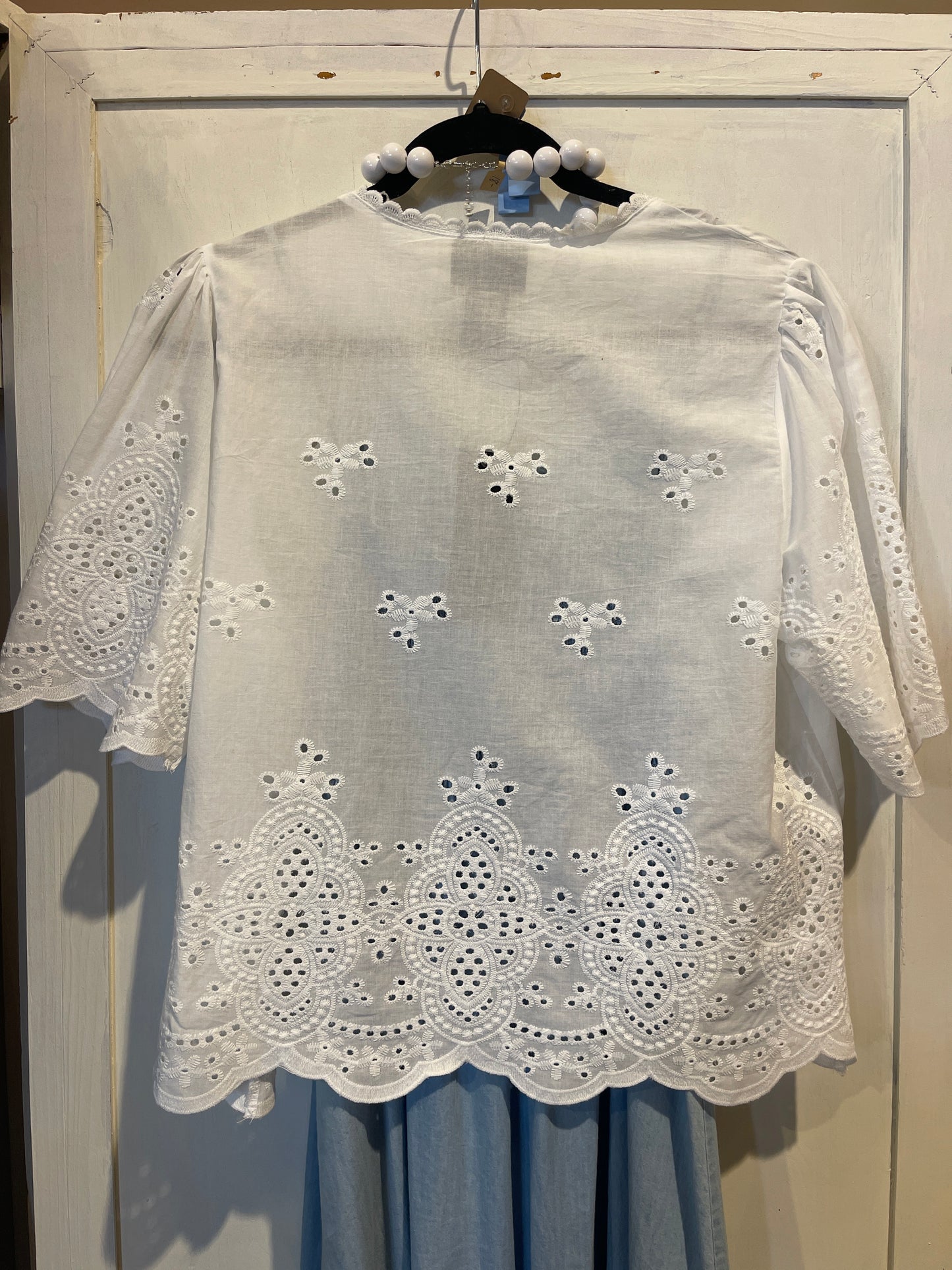 Eyelet Embroidered Tie Front