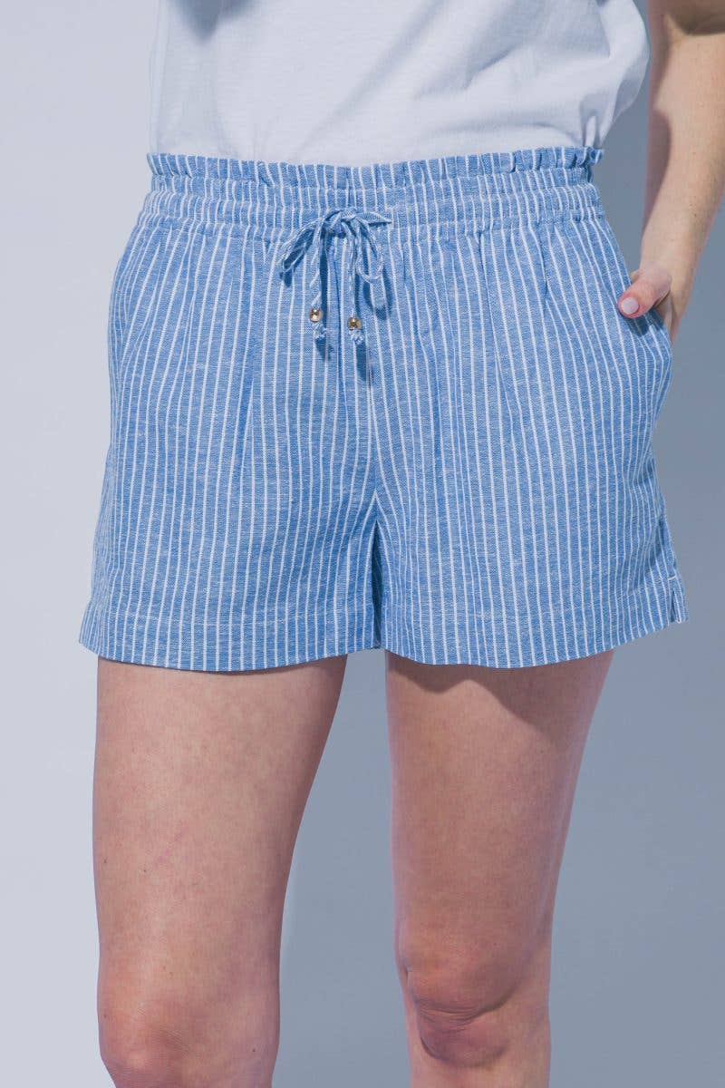 Striped Linen Blend Shorts