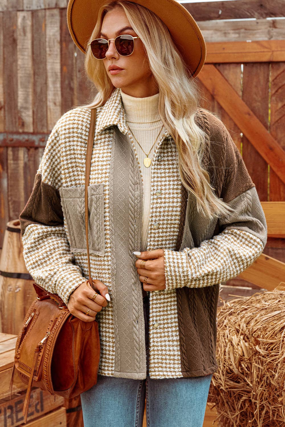 Houndstooth Patchwork Shacket