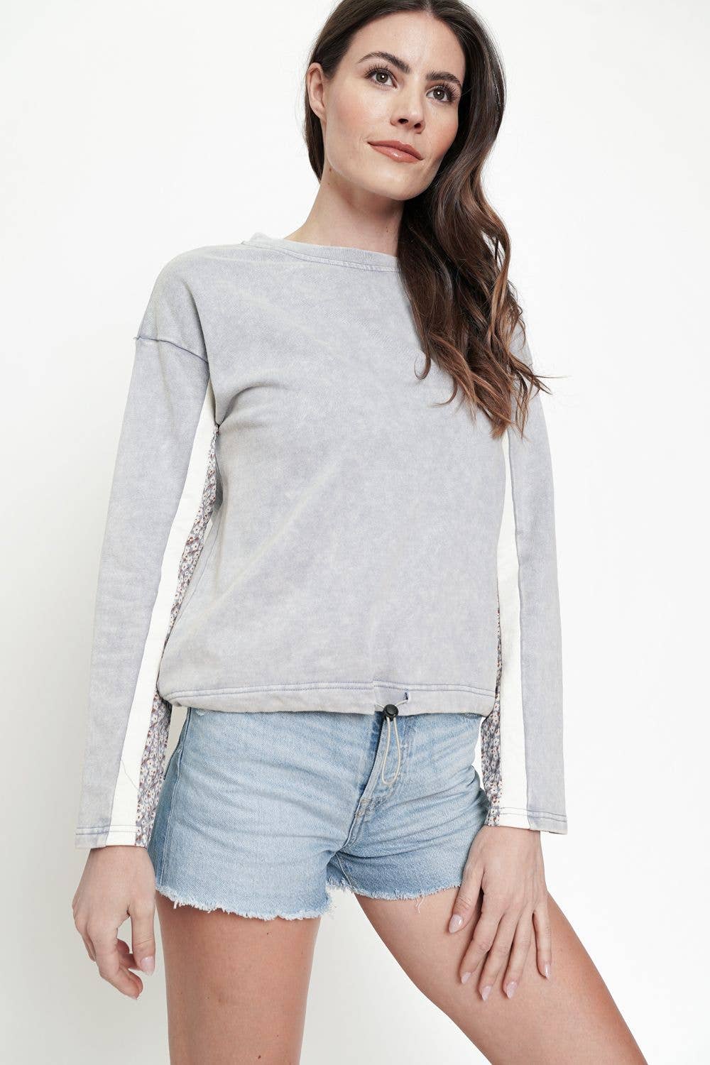 Heather Grey Mix Media Top