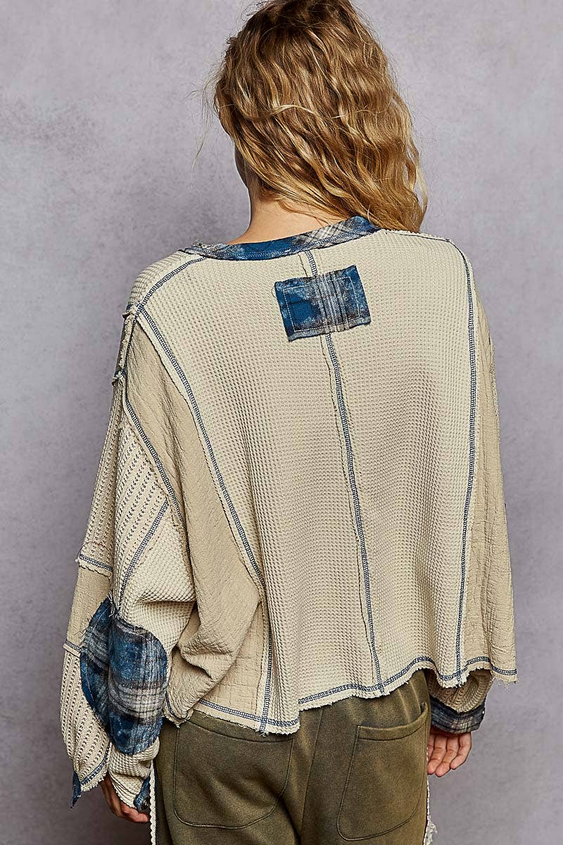 Flag V Neck Stud Detail Top