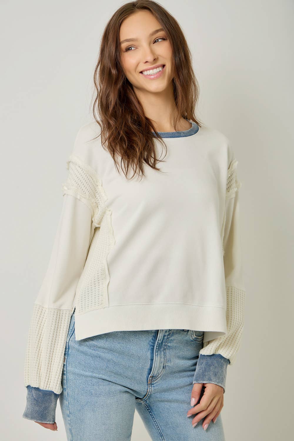 61618 Mixed Media Washed Sweatshirt