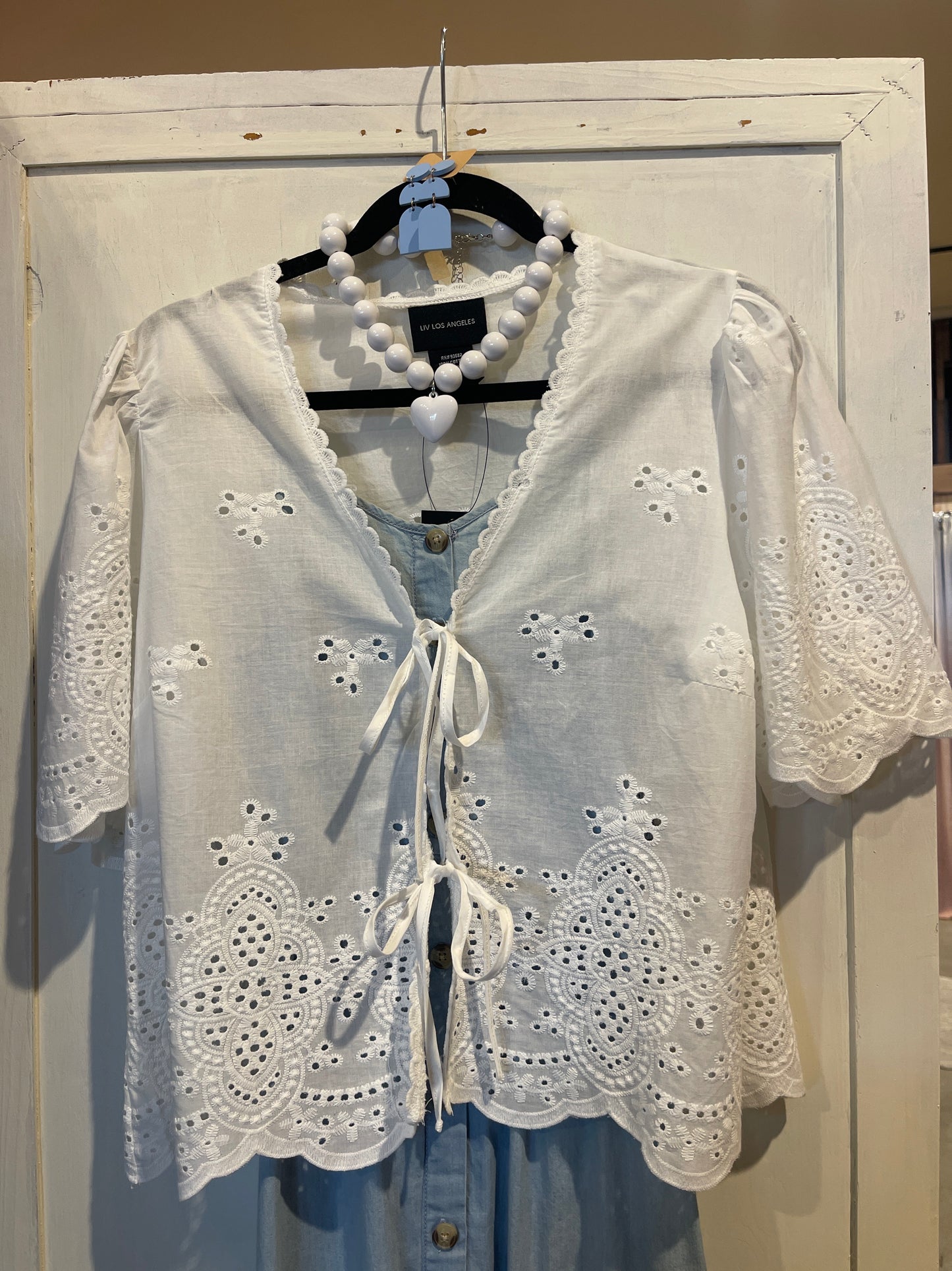 Eyelet Embroidered Tie Front