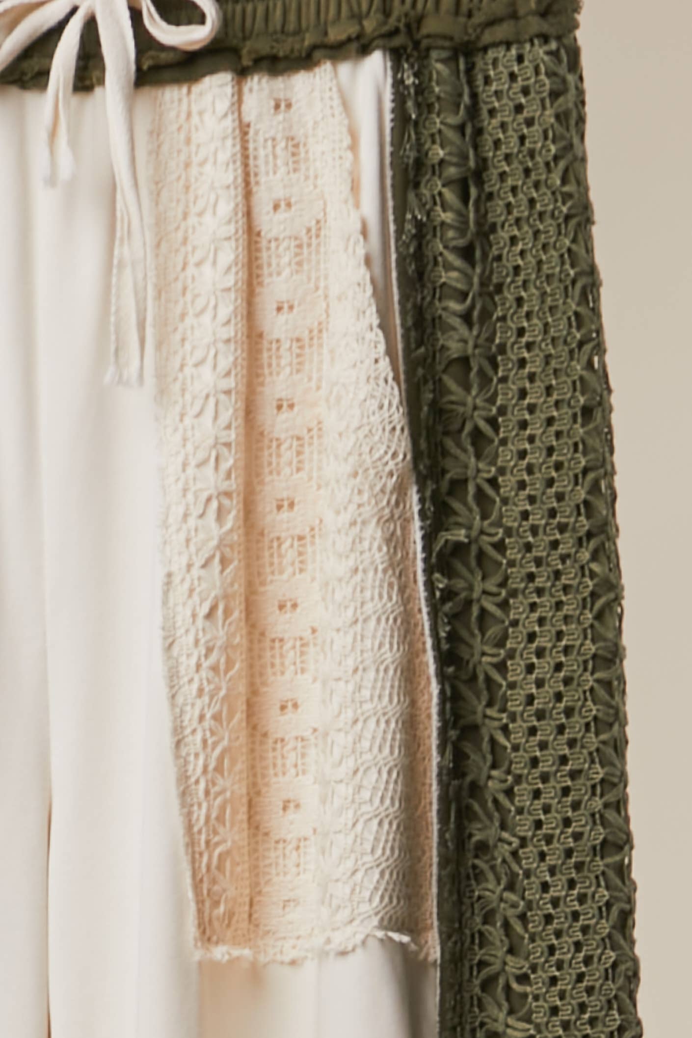 Lace Accents Patchwork Maxi Pants