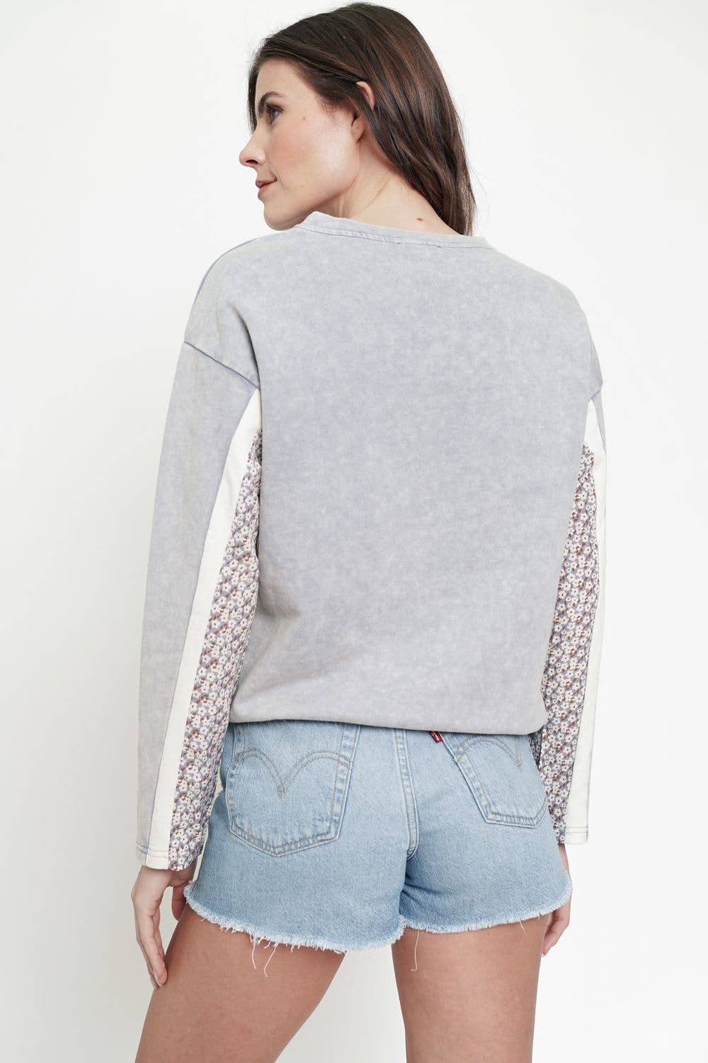 Heather Grey Mix Media Top