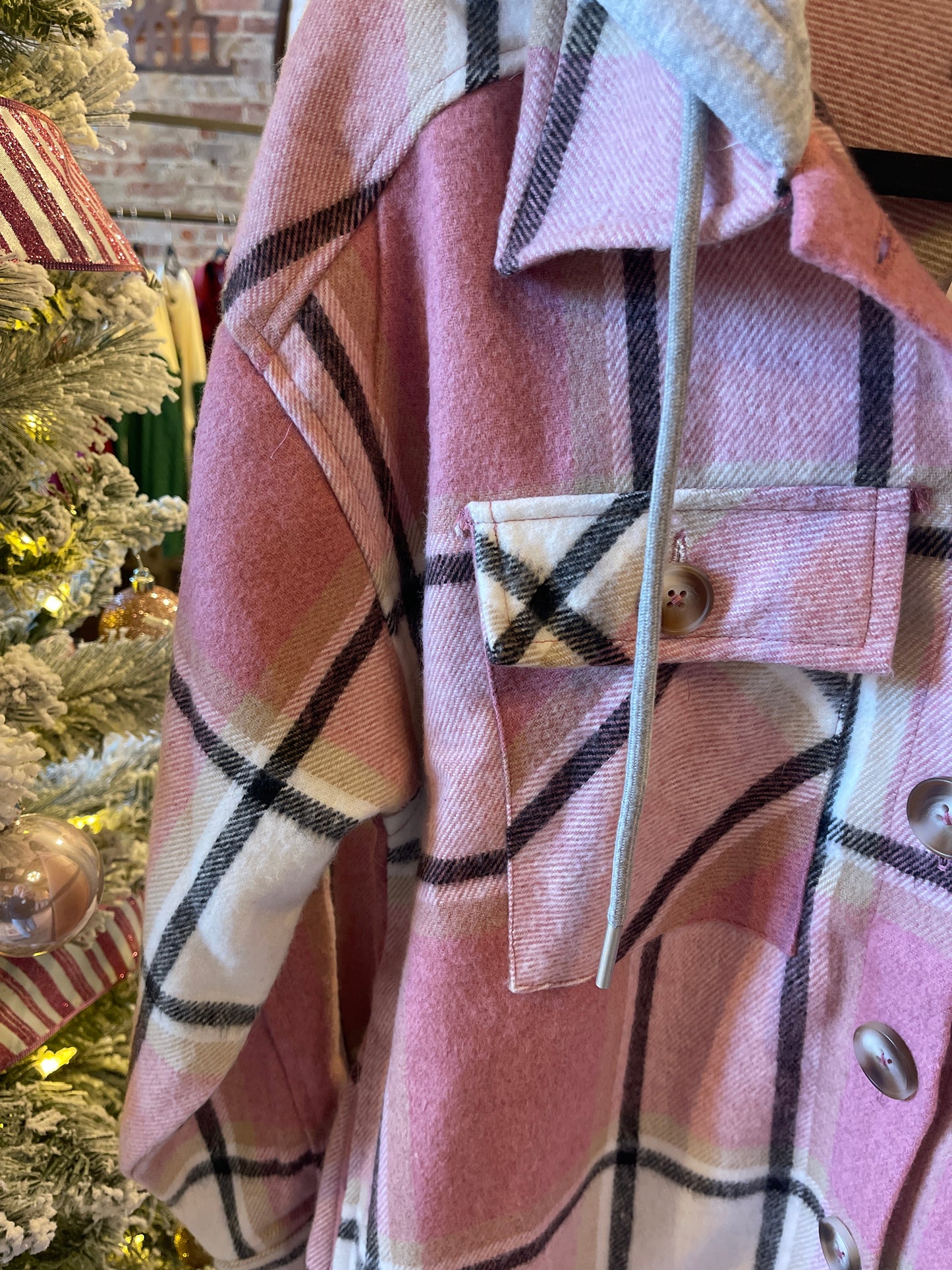 Alyssa Pink Hooded Shacket