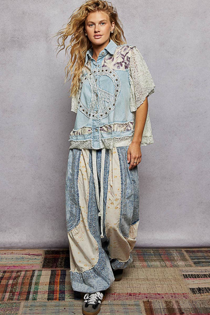 Lace Stud Peace Patch Vintage Jacket