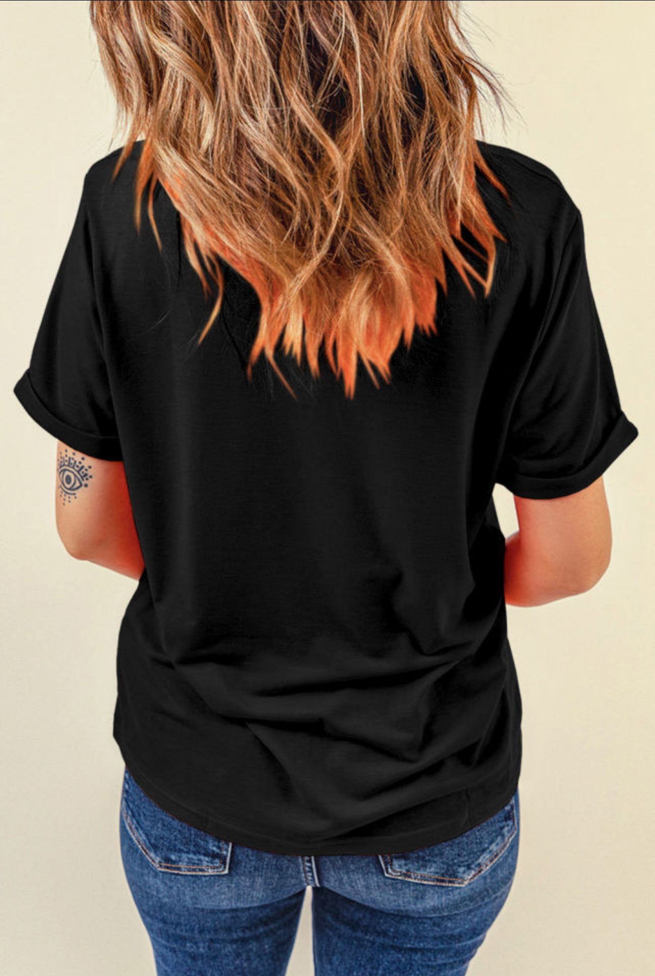Black Casual Crew Neck Tee