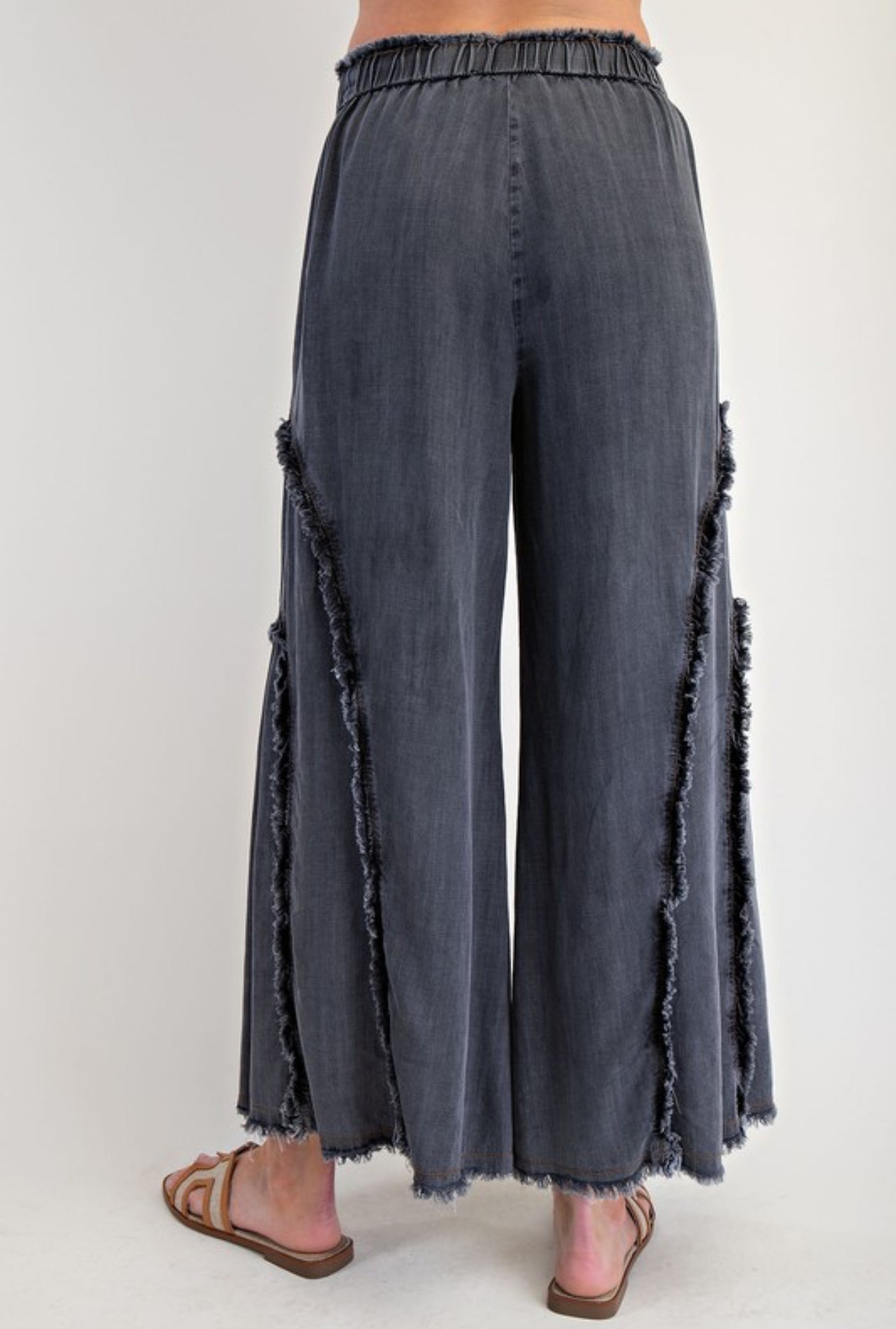 Fringe Denim Wide Leg Pants