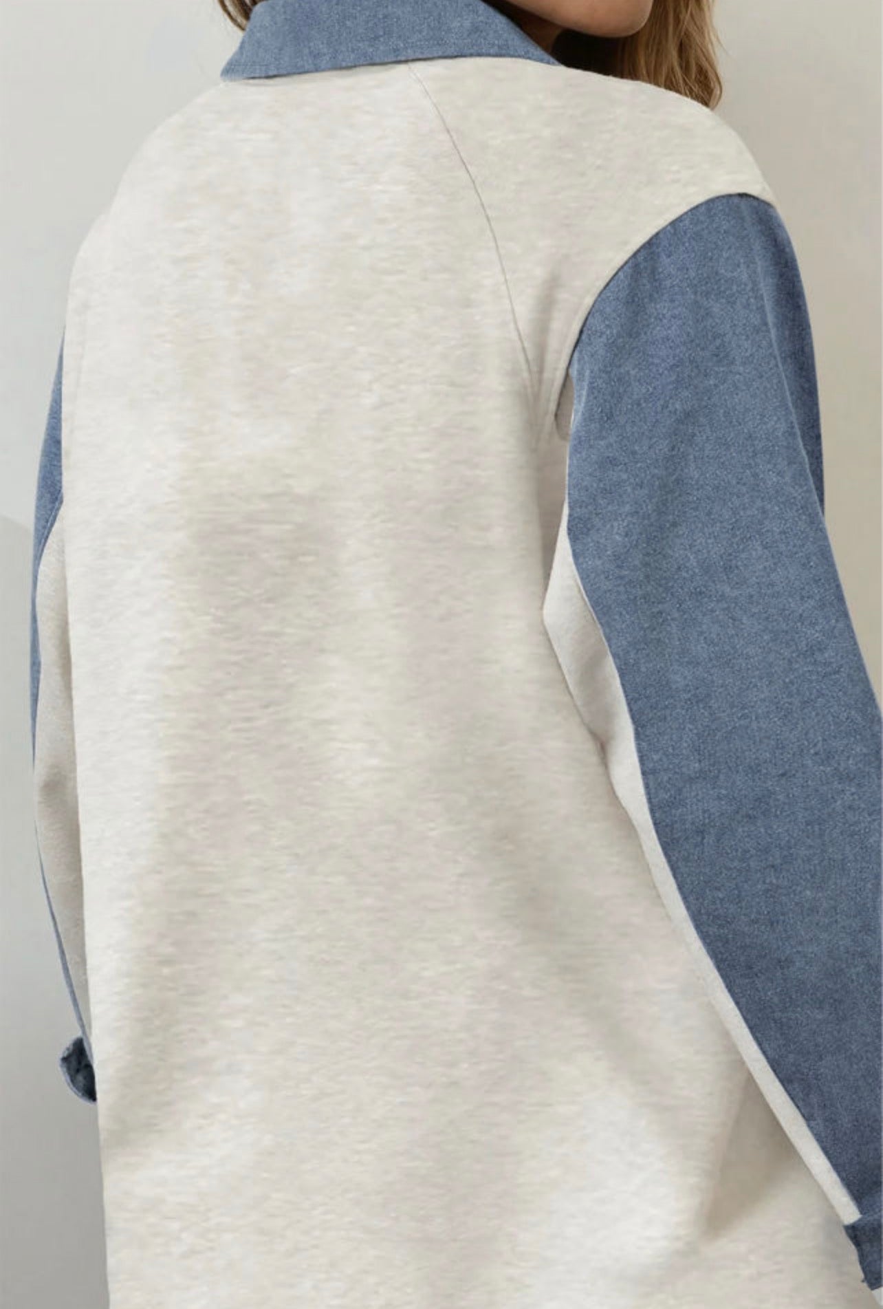 Denim Patchwork Collar Long Sleeve