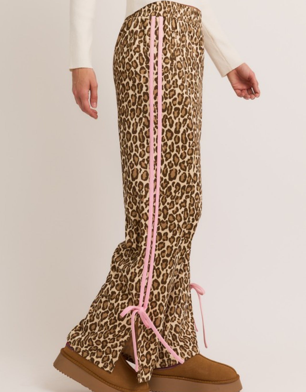 Leopard Bow Detail Track Pants