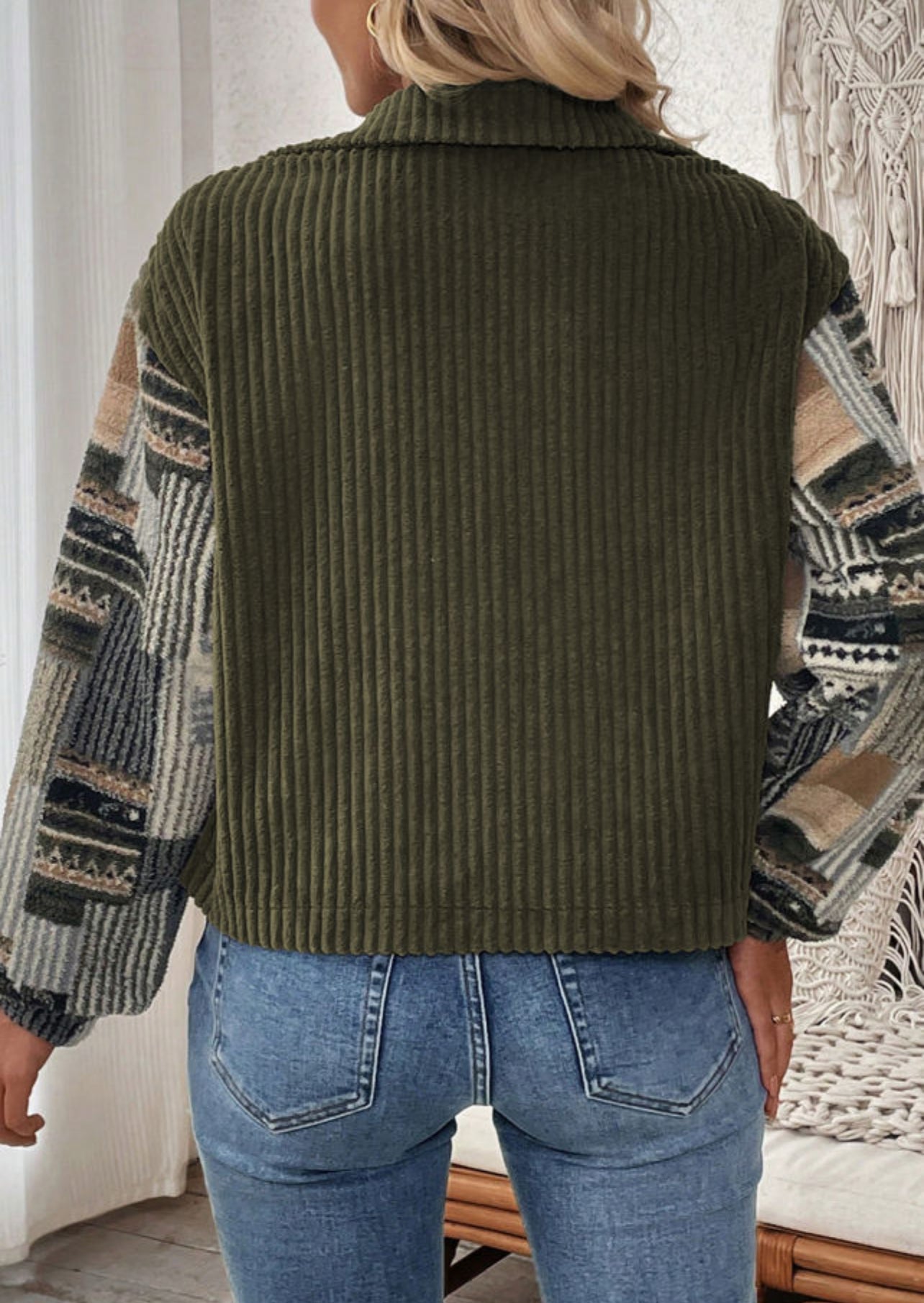 Renee Green Ribbed Plaid Jacket