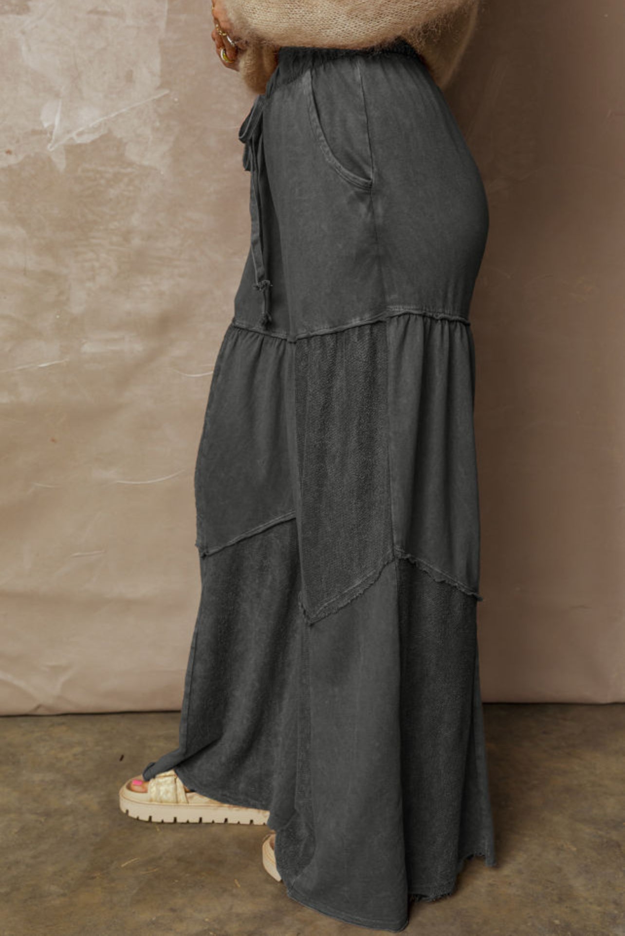 Green Or Black Mineral Wash Wide Leg