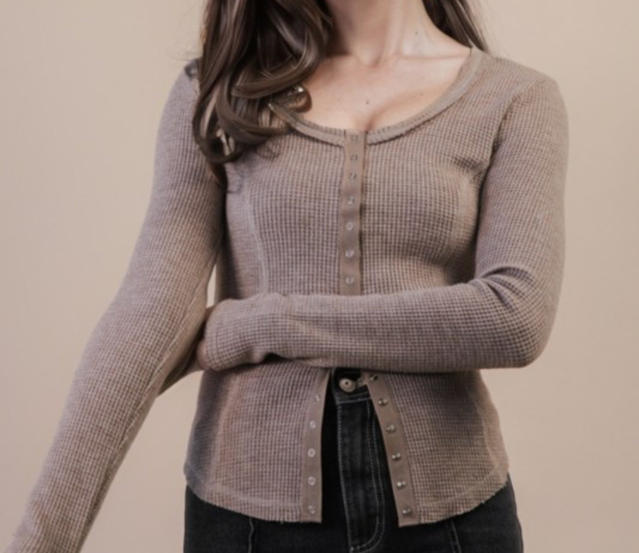 Henley Button Down Casual Top