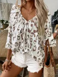 Leopard V Neck Top