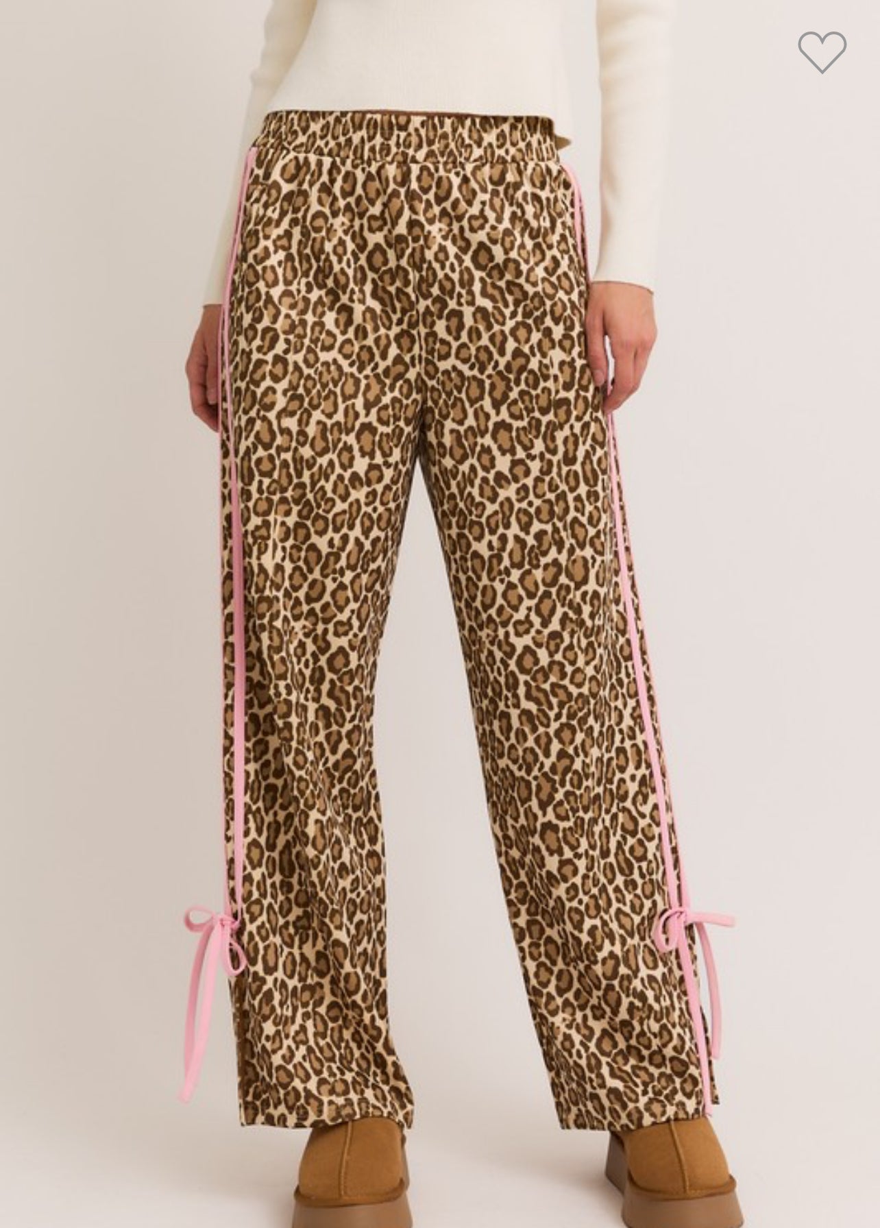 Leopard Bow Detail Track Pants