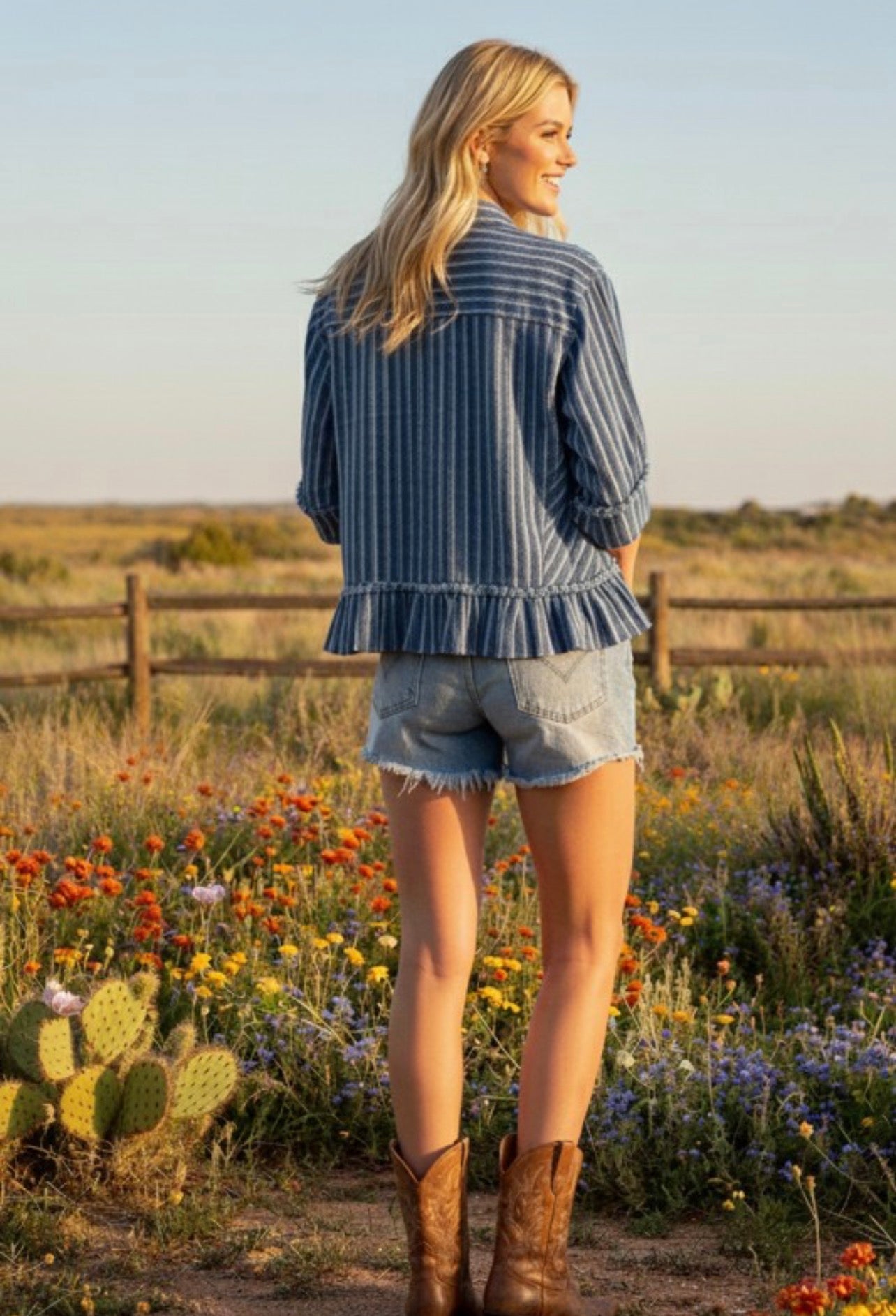 Striped Button Up Peplum Top