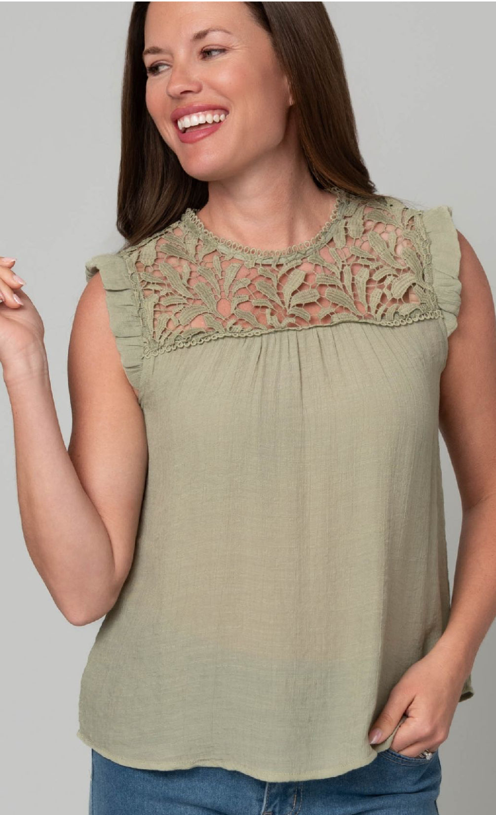 Crochet Ruffle Button Up Tank