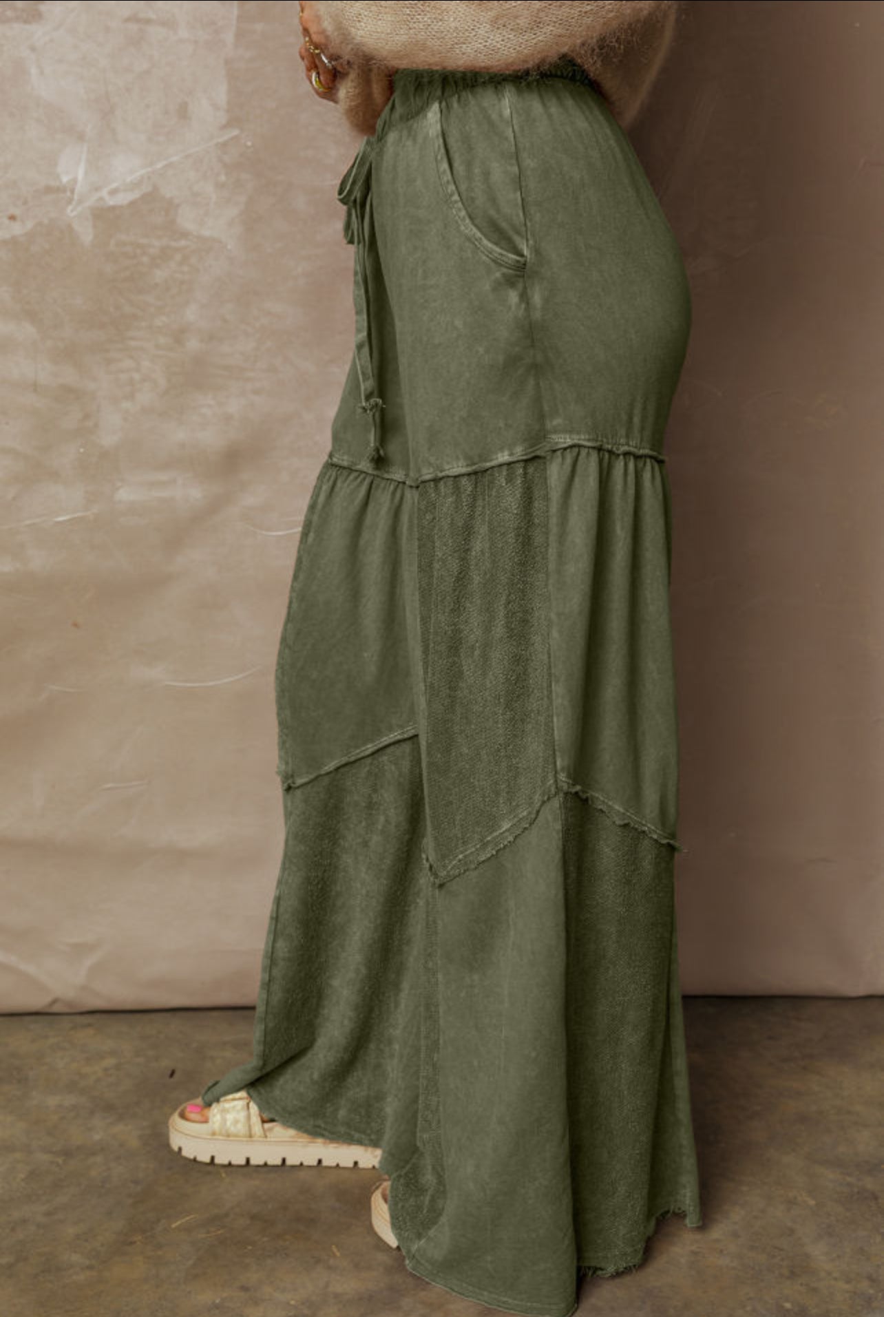 Green Mineral Wash Wide Leg