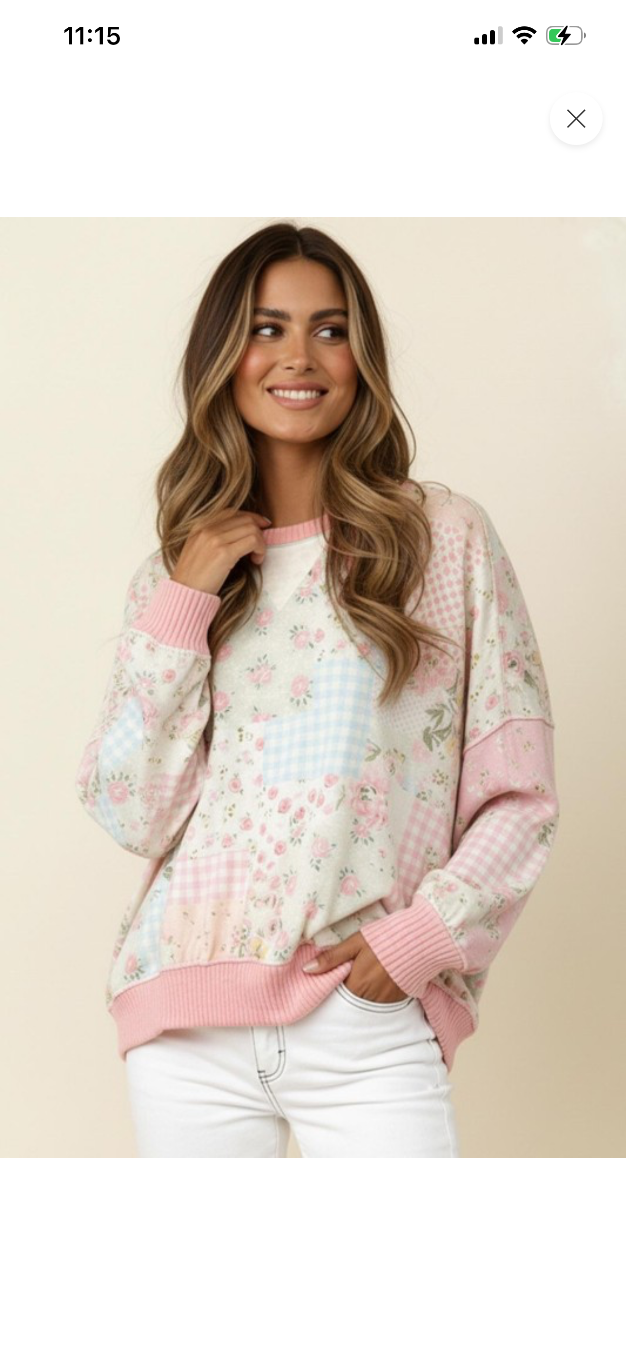 Crew Neck Floral Patchwork Top