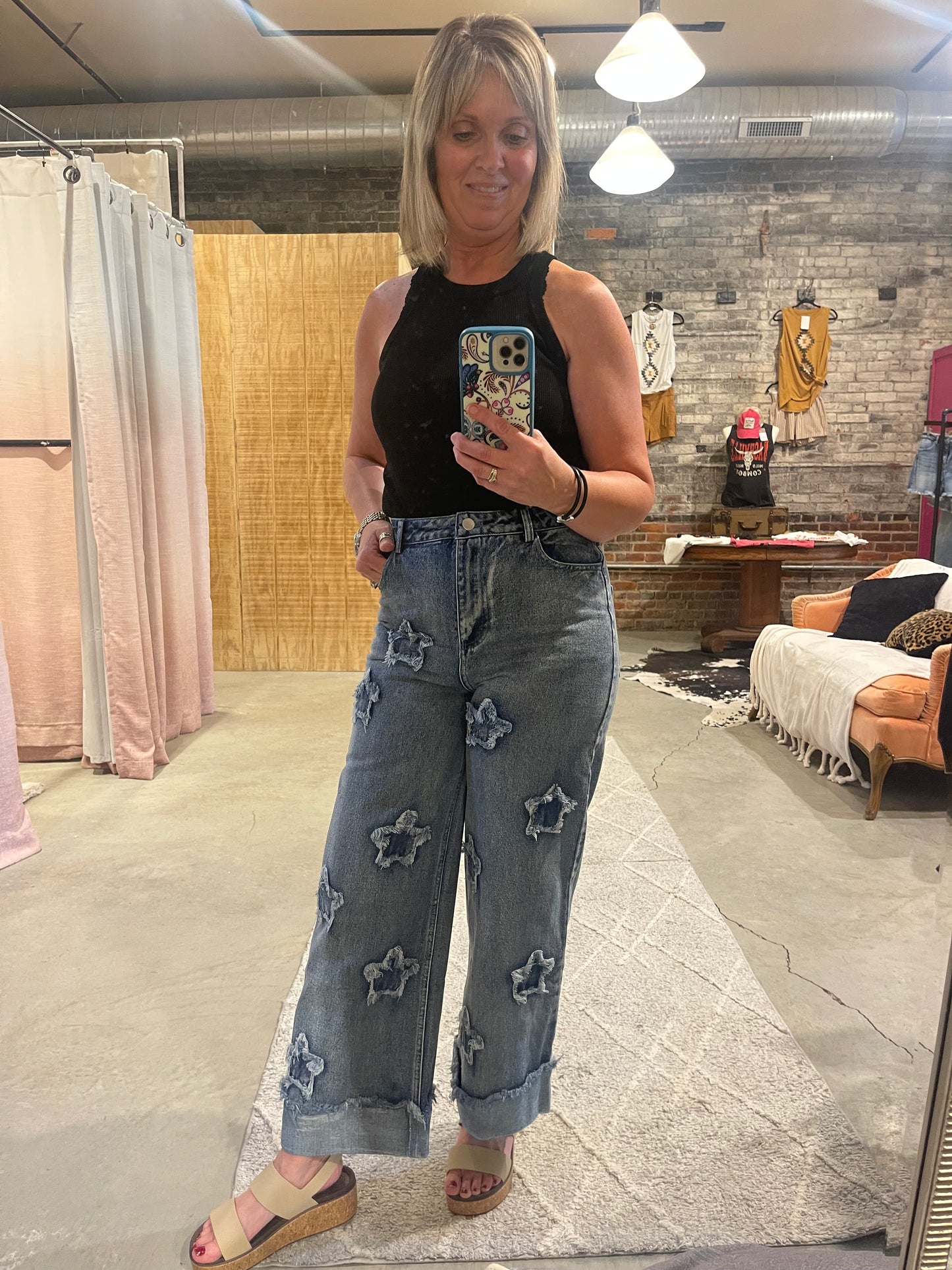 Star Patchwork Denim Jeans