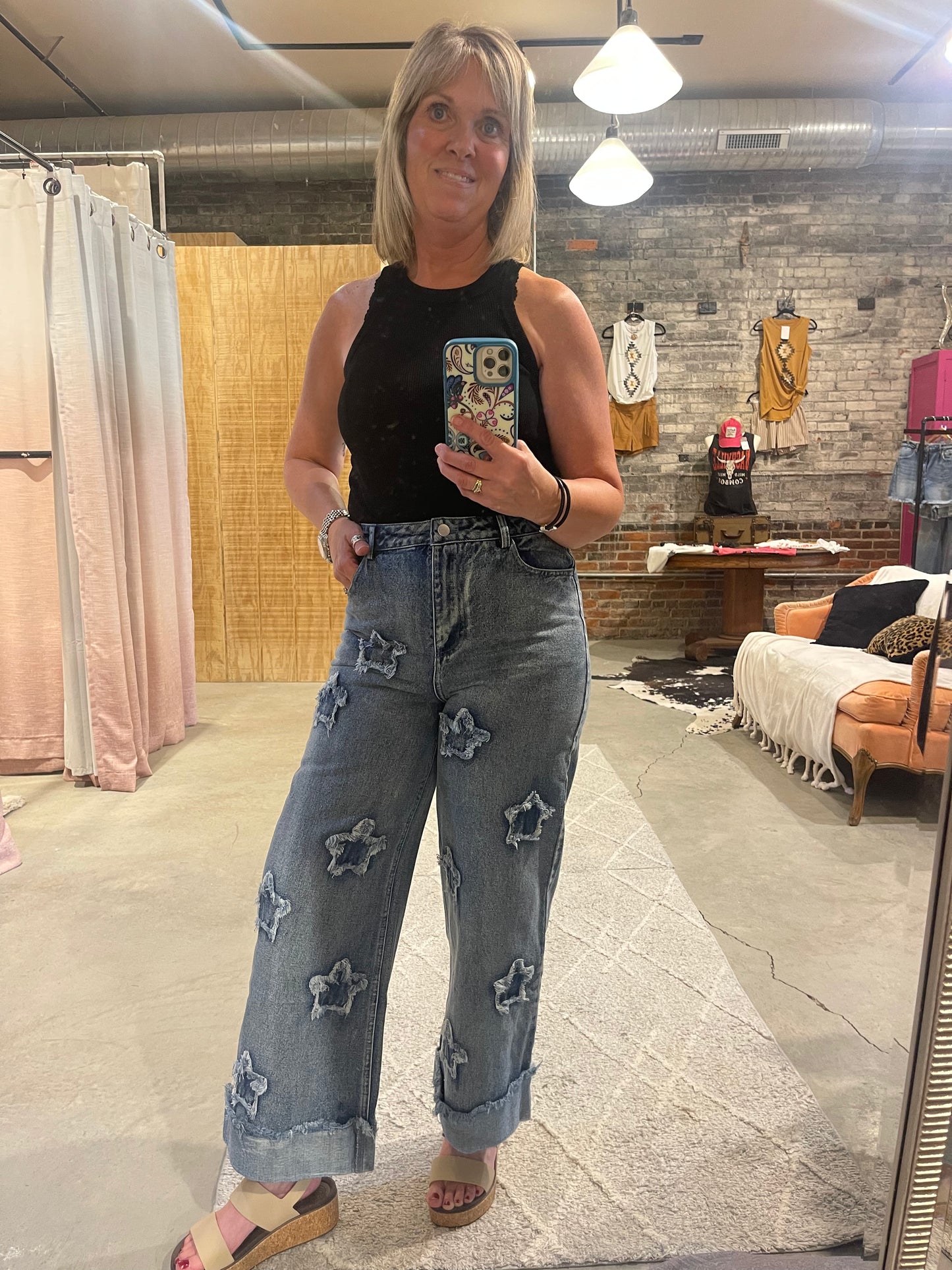 Star Patchwork Denim Jeans
