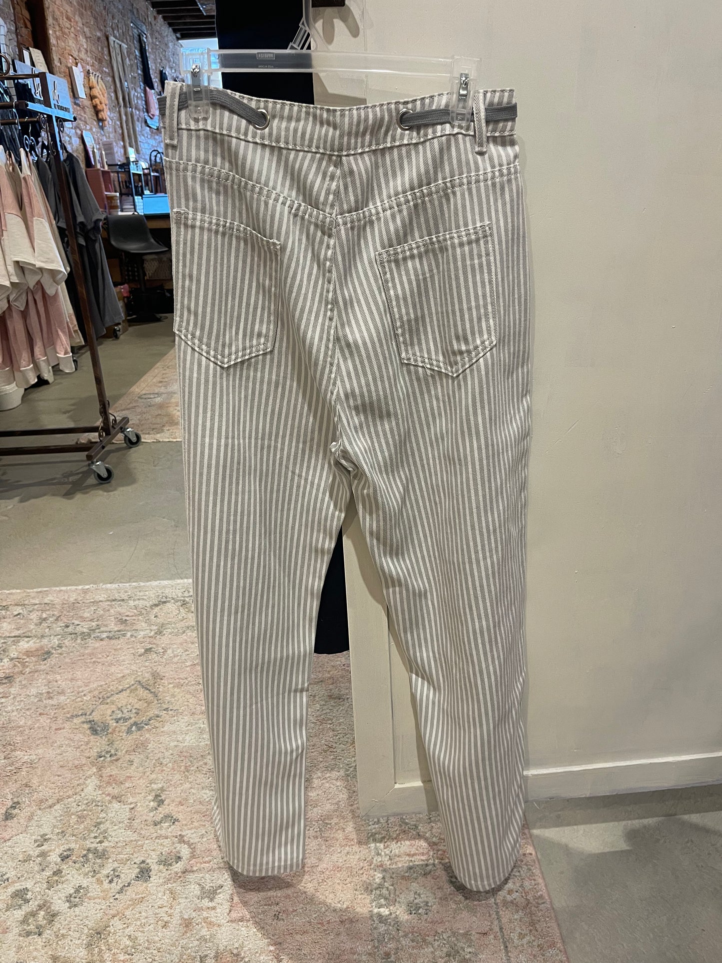 Gray And White Stripe Rope Belt