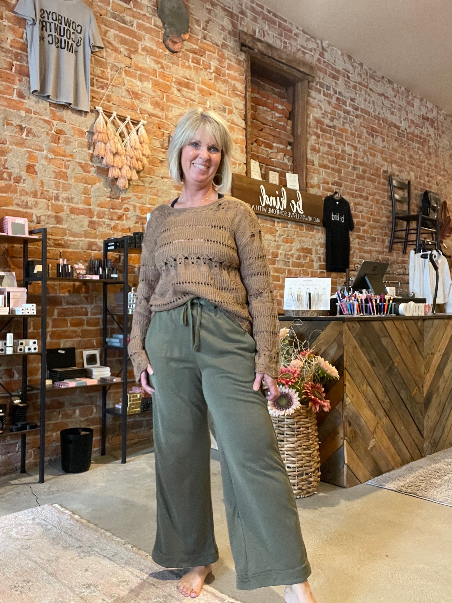 Army Green Drawstring Pants