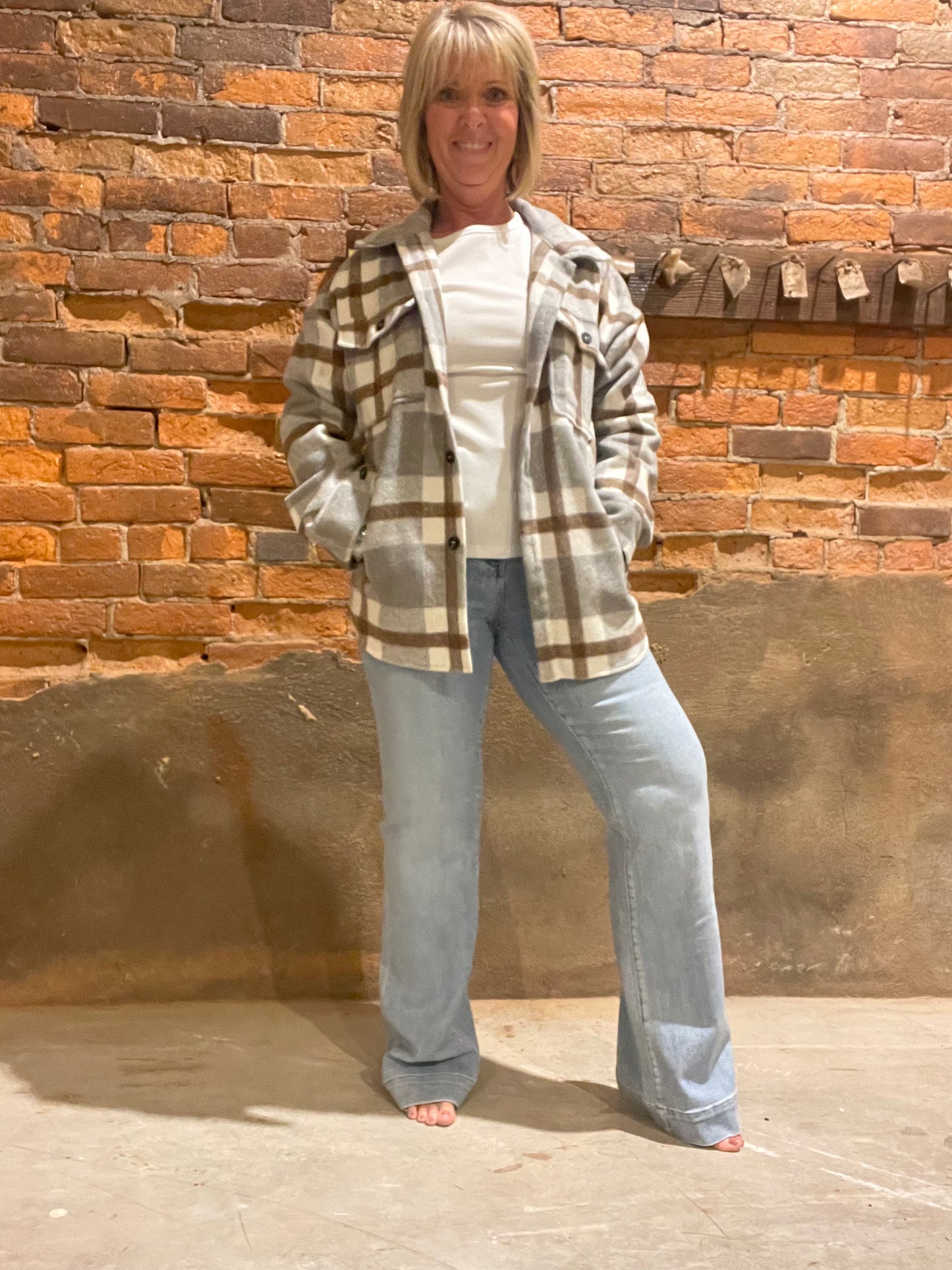 Gray And Camel Shacket W/Pockets