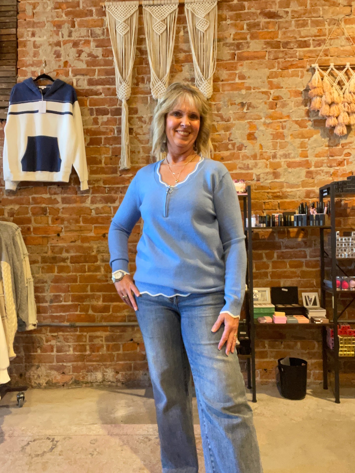 Scallop Trim Detail Sweater