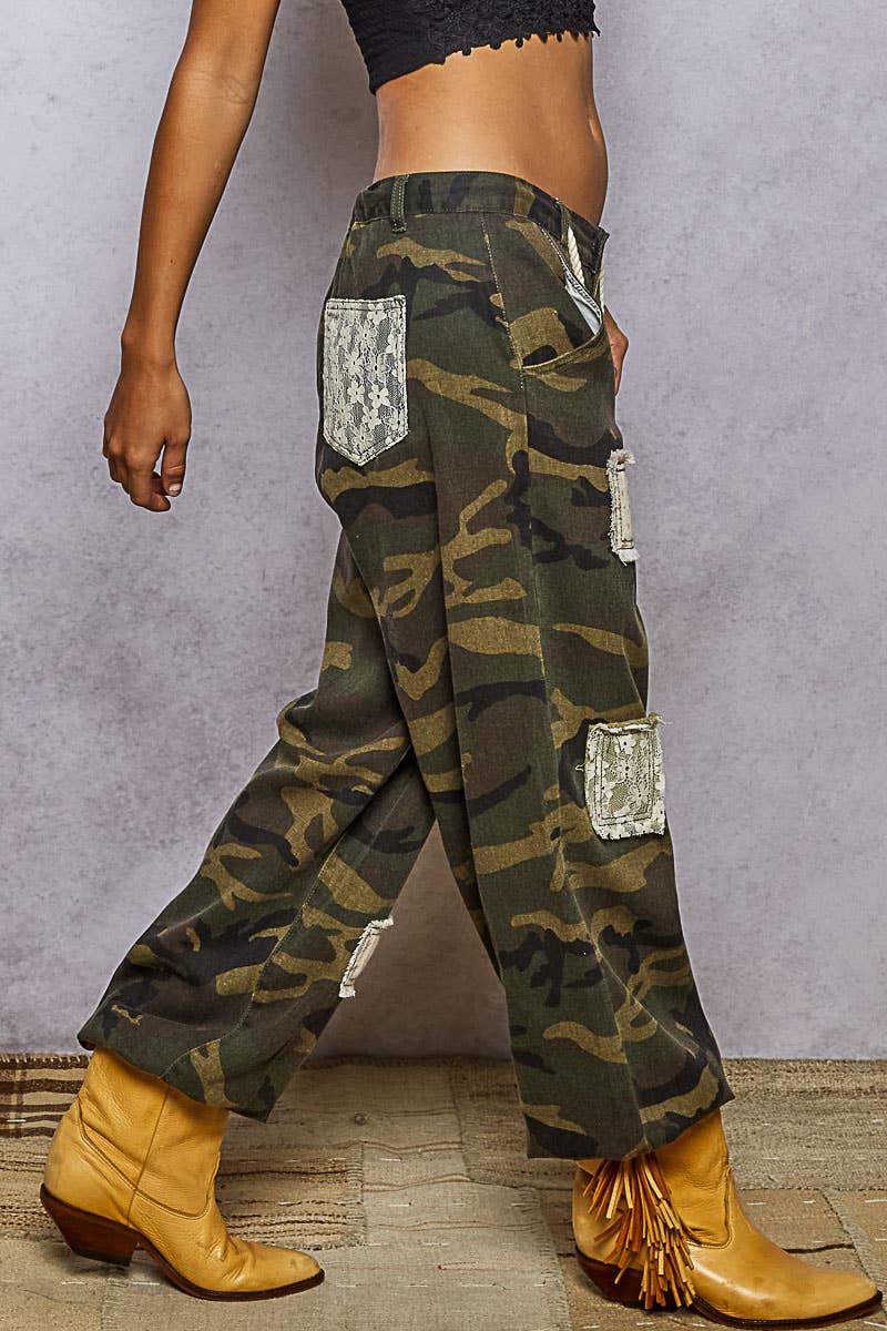 Camo Patch Detail Elastic Joggers