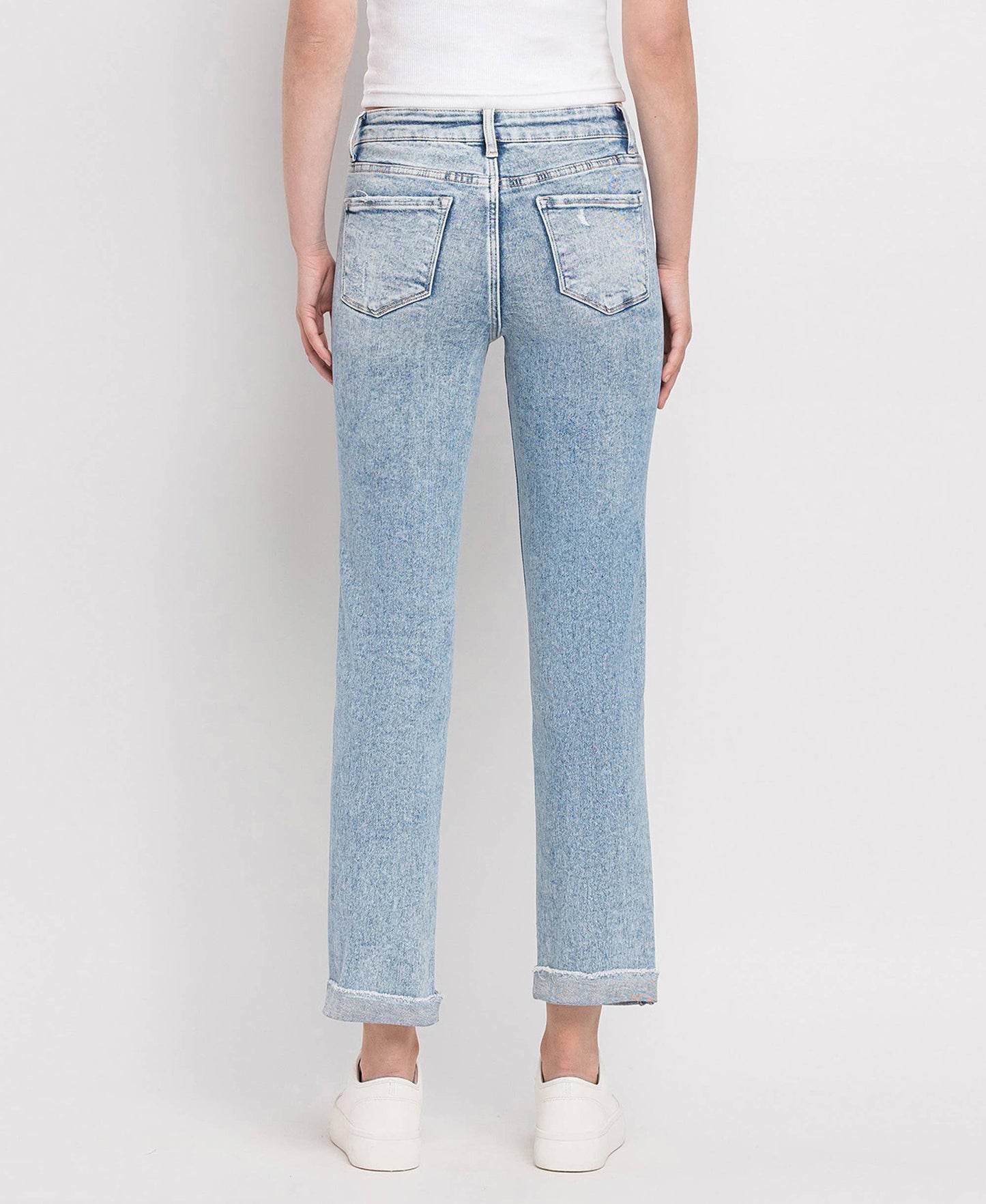 Tummy Control High Rise Cuff Straight Leg