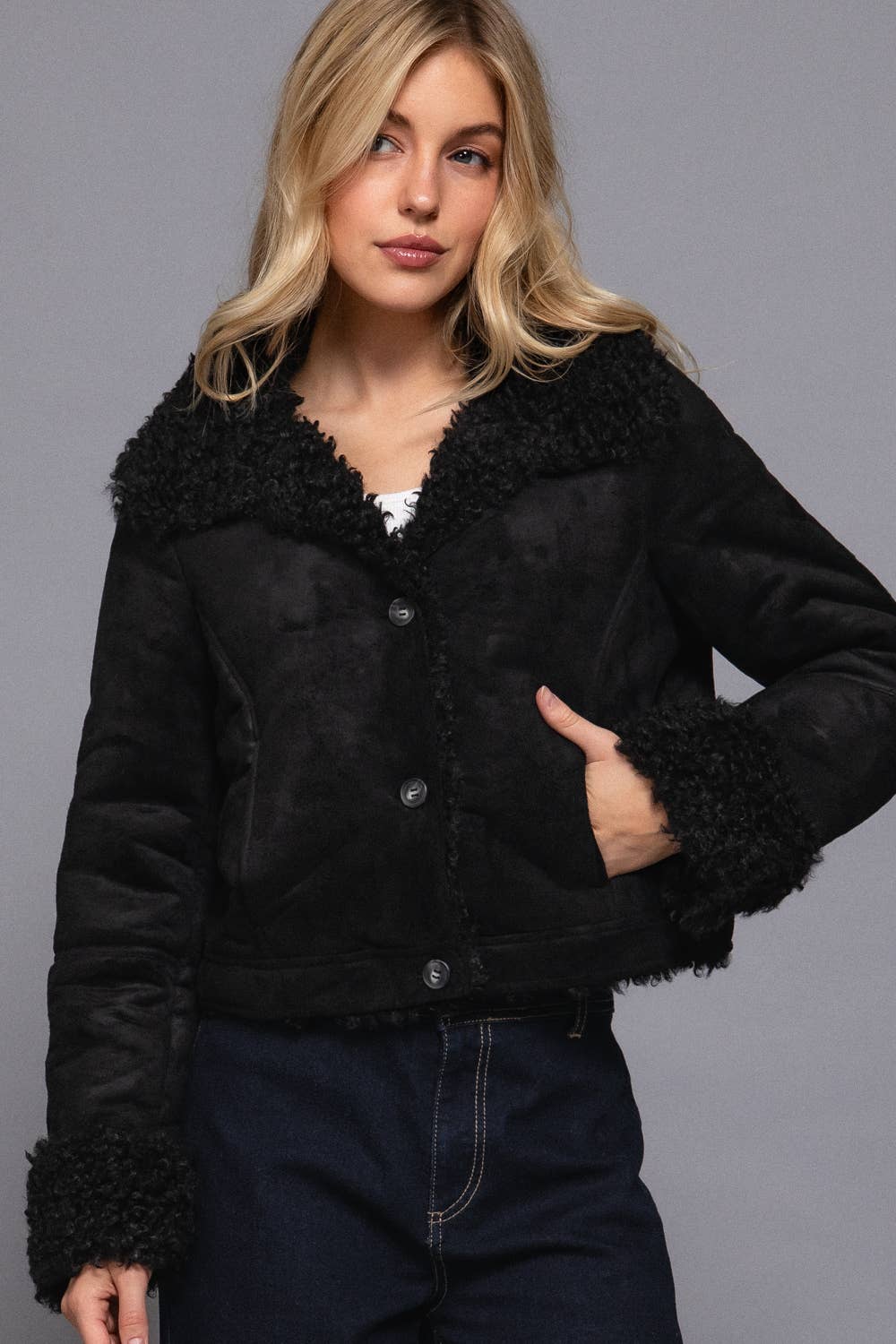 Karrie Faux Fur Suede Short Jacket