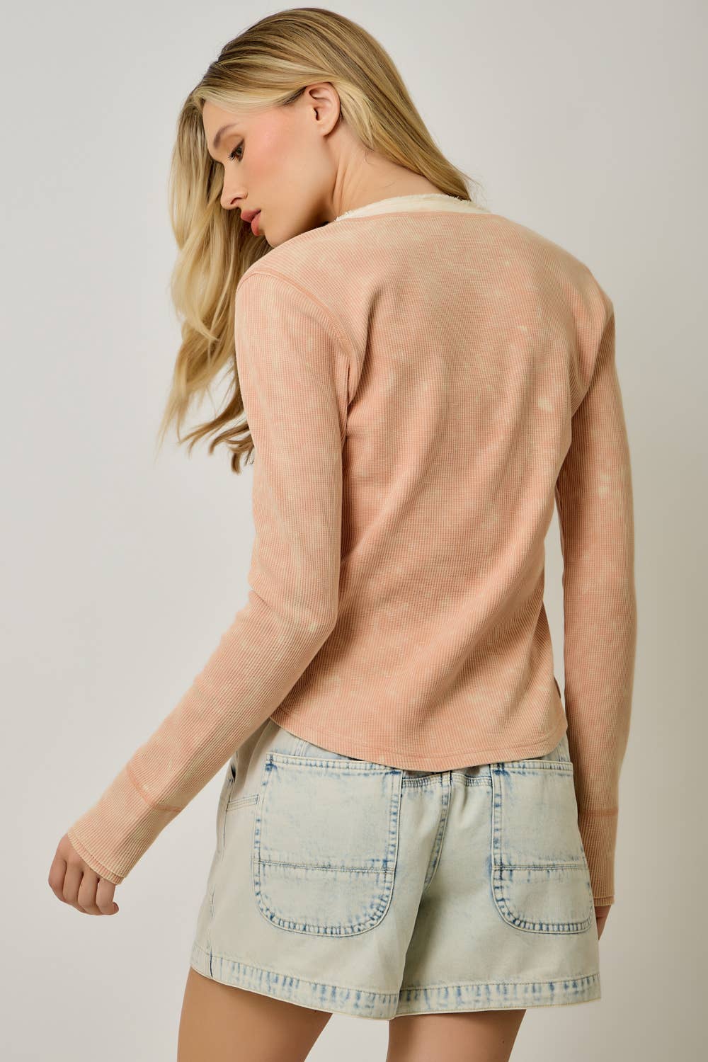 60459 Washed Thermal Henley Top