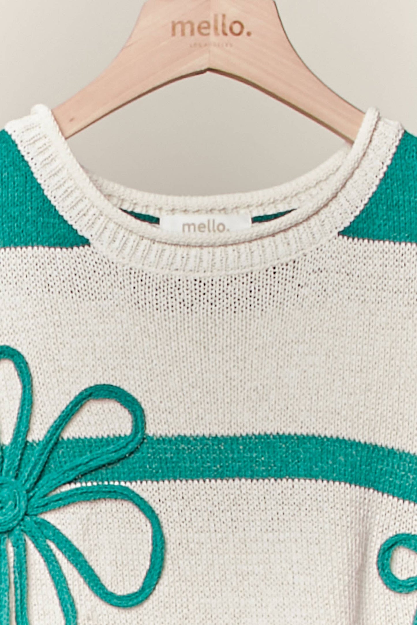 Daisy Striped  Round Neck Knit Sweater