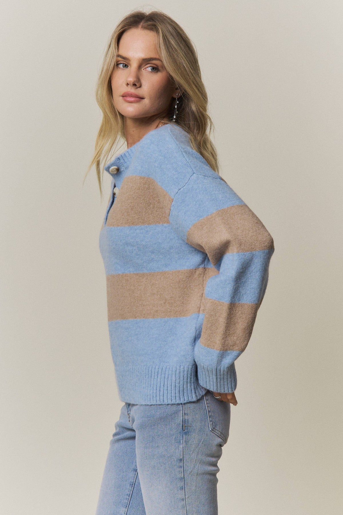COZY CHIC STRIPED SWEATER - CESW4374