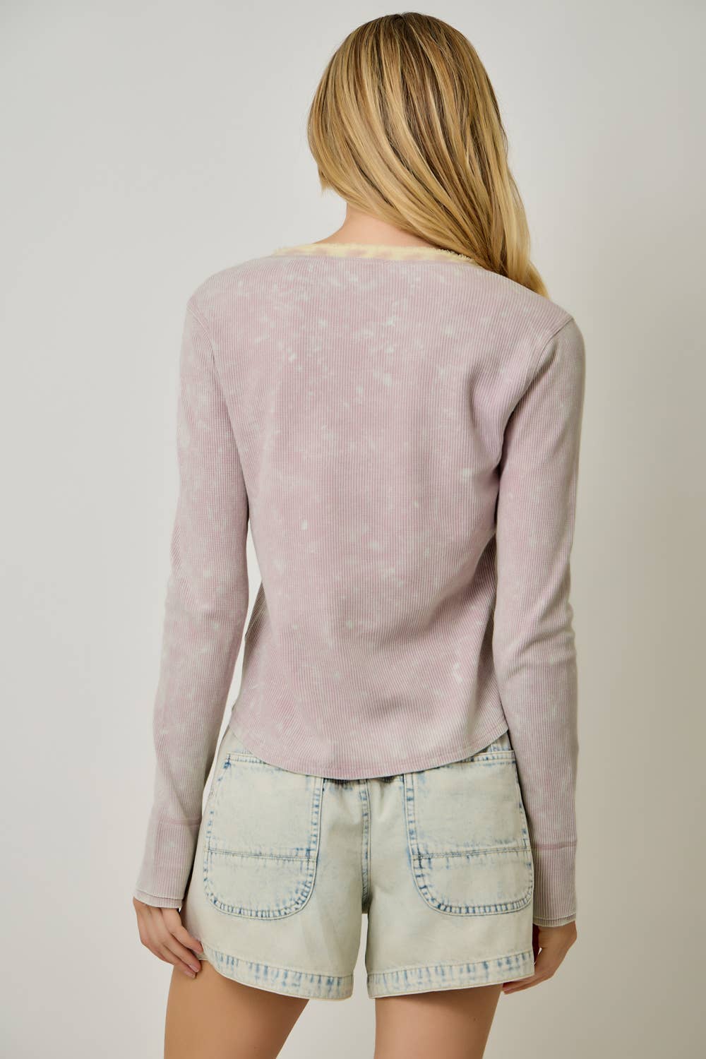 60459 Washed Thermal Henley Top