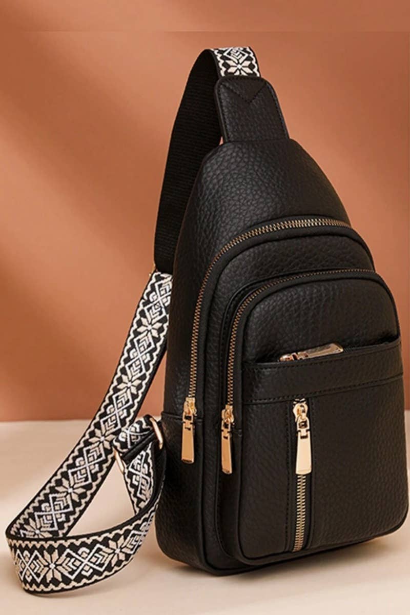 .._ 0819 Vegan Leather Crossbody Sling Chest Pack Bag SI-26487