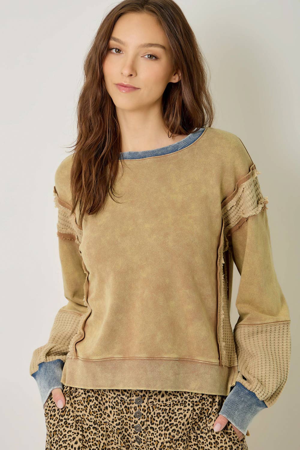 61618 Mixed Media Washed Sweatshirt