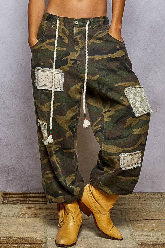 Camo Patch Detail Elastic Joggers