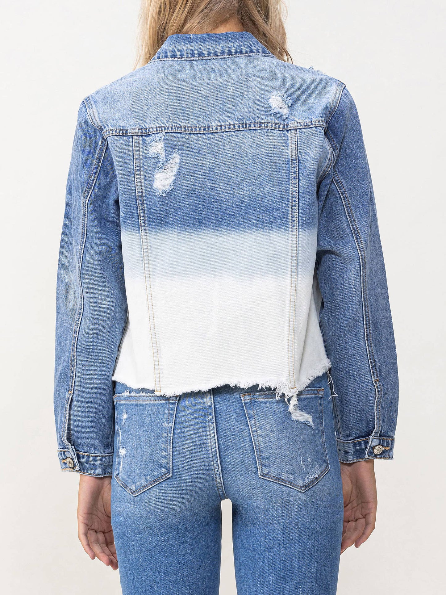 Classic Crop Denim Bleach Detail Jacket