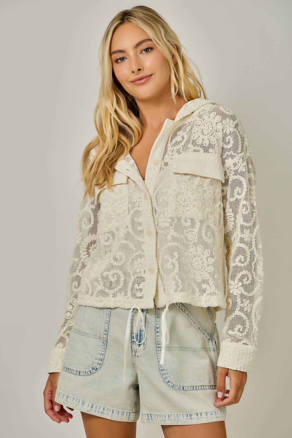 Crochet Lace Hoodie Jacket
