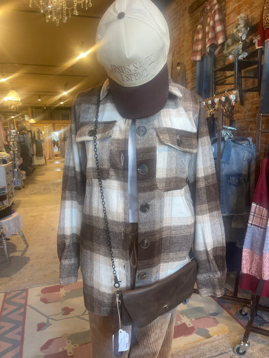 Brown Button Up Shacket