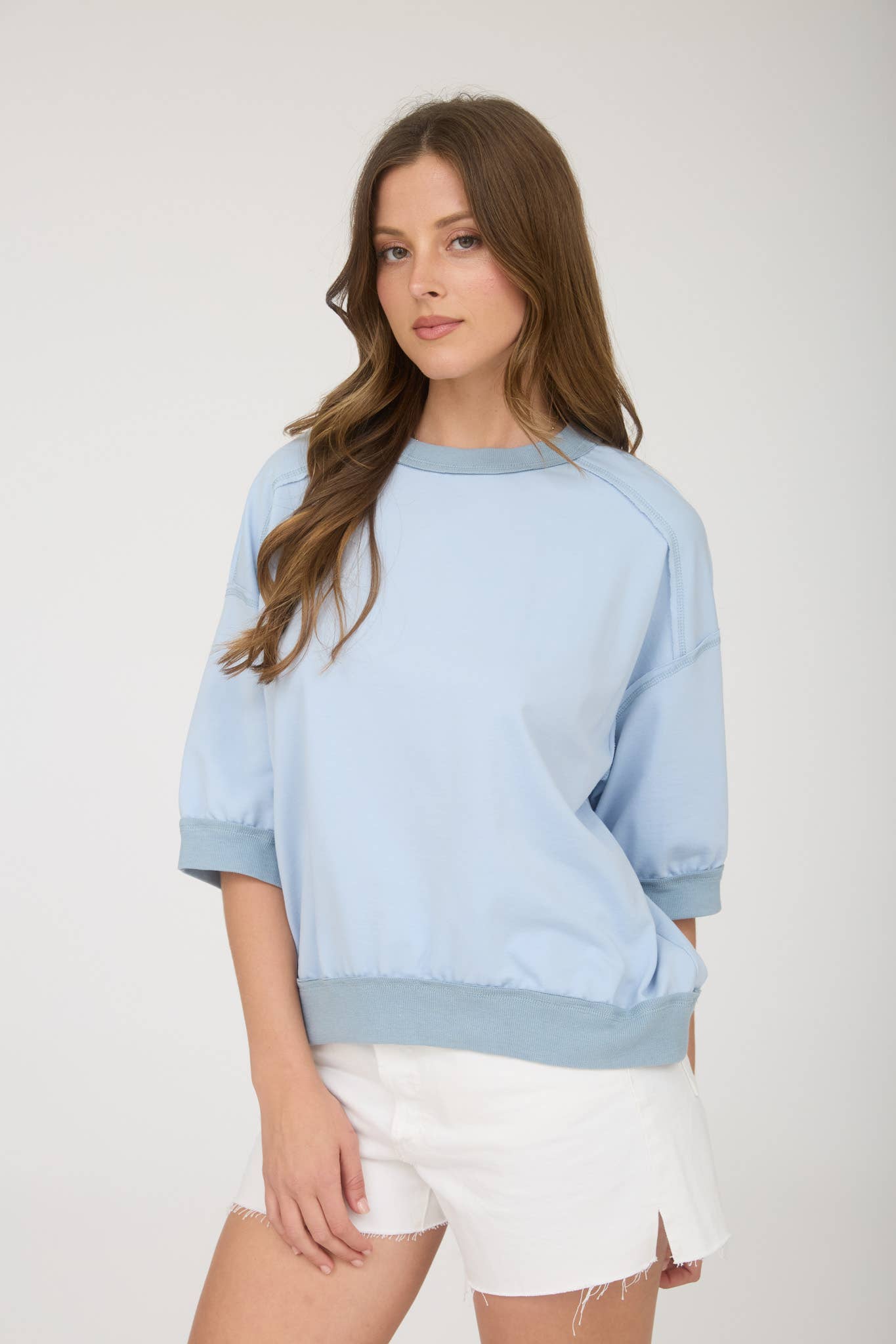 Contrast Trim Raglan Short Sleeve Top