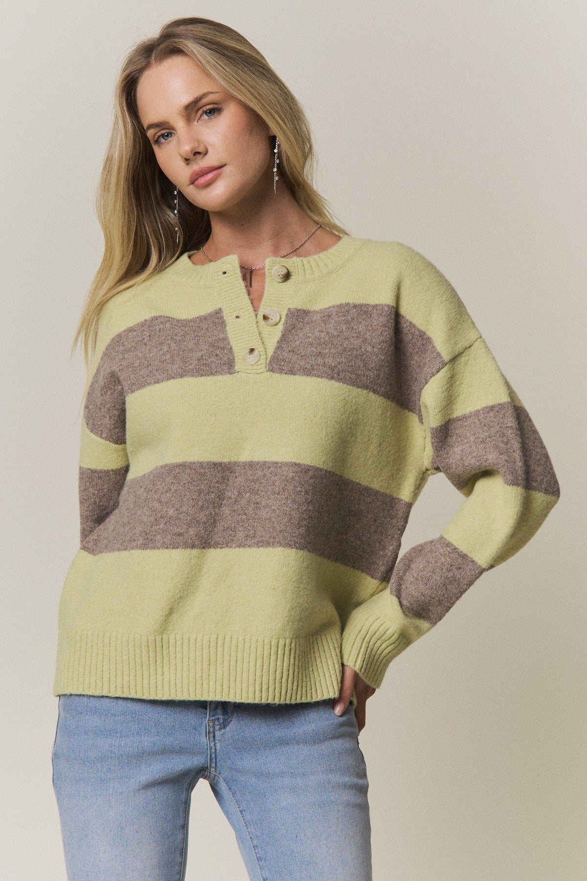 COZY CHIC STRIPED SWEATER - CESW4374
